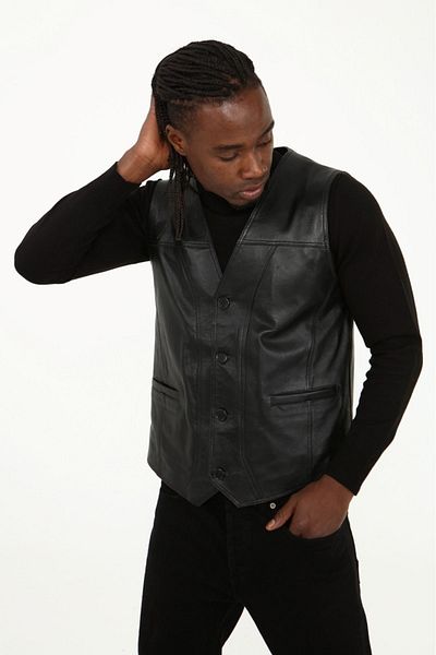 NYC GİYİM TEKSTİL Relaxed Fit Classic Genuine Lambskin Vest
