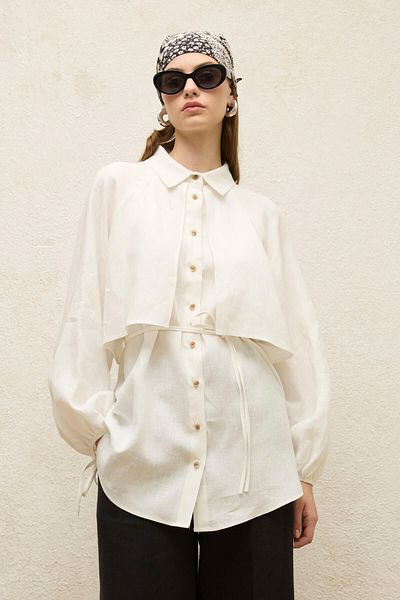 Manuka Ecru Linen Trench Shirt