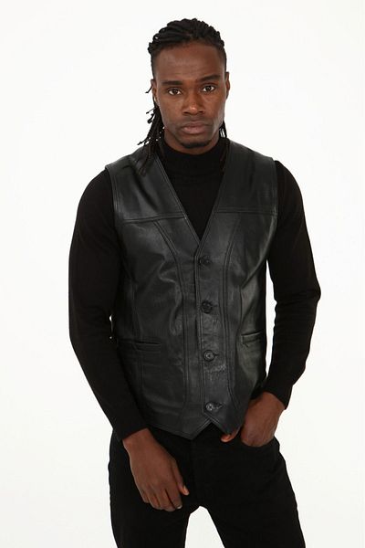 NYC GİYİM TEKSTİL Relaxed Fit Classic Genuine Lambskin Vest