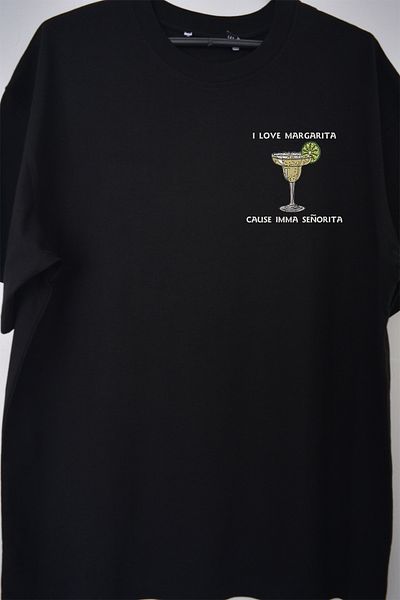 EldenStitch Unisex Margarita Κεντημένο μπλουζάκι Oversize