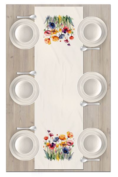 Bertille Home Flower Series 140x40 Cm Digital Printed Runner