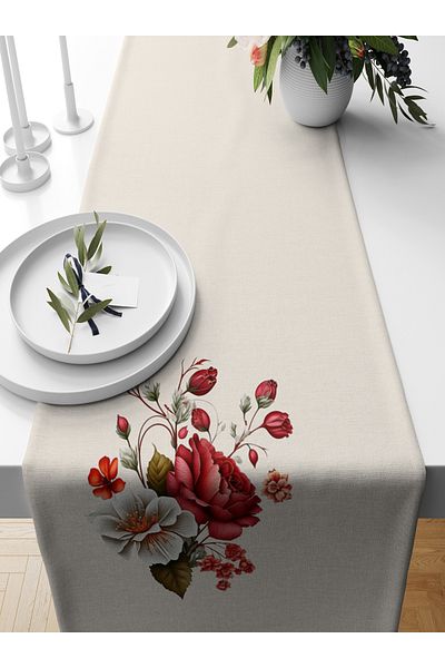 Bertille Home Flower Series 140x40 Cm Digital Printed Runner