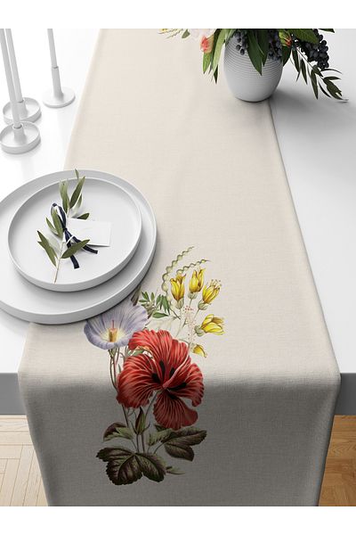 Bertille Home Σειρά λουλουδιών 140x40 cm Digital Printed Runner