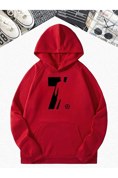 BENROMA Red Oversize Sweatshirt with Football Character