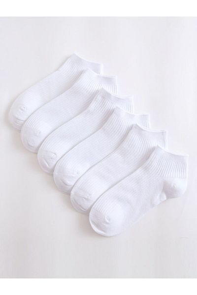Line Smart Pachet de 6 șosete confortabile unisex din bumbac alb
