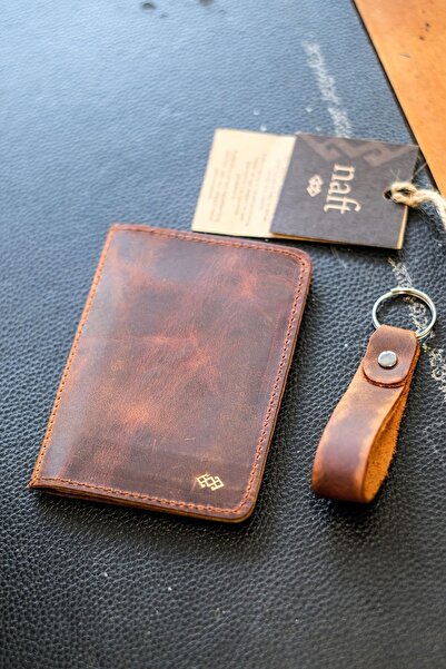 naft Unisex Cypress 6 2 Vertical Card Holder Wallet - Tan