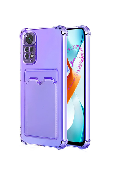 Molly Xiaomi Redmi NOTE 11 PRO İçin Lila Kart Cepli Şeffaf Silikon KIlıf