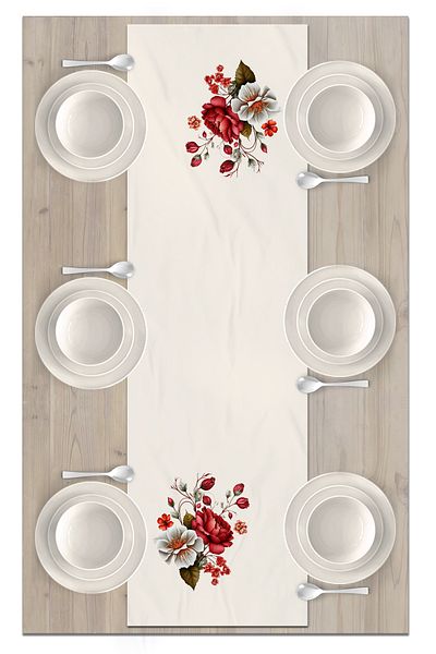 Bertille Home Flower Series 140x40 Cm Digital Printed Runner