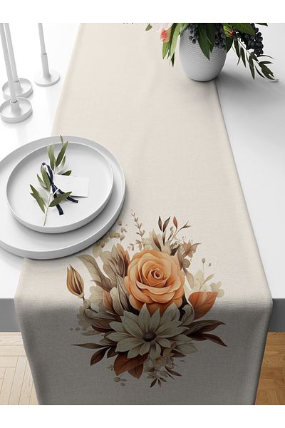 Bertille Home Flower Series 140x40 Cm Digital Printed Runner