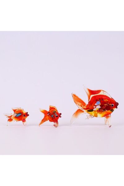ADAMODART Ebruli Balık 3'lü Cam Biblo - Kırmızı