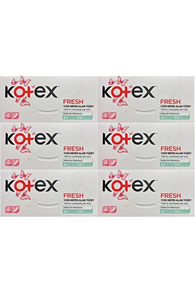 Kotex İnce Günlük Ped Günlük Ferahlık Parfümsüz 34' lü 6 Adet