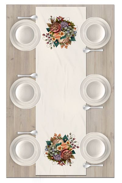 Bertille Home Flower Series 140x40 Cm Digital Printed Runner