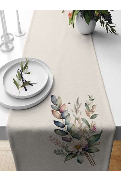 Bertille Home Flower Series 140x40 Cm Digital Printed Runner
