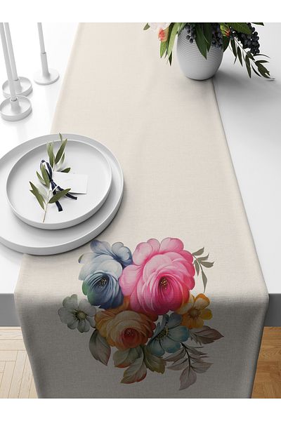 Bertille Home Flower Series 140x40 Cm Digital Printed Runner