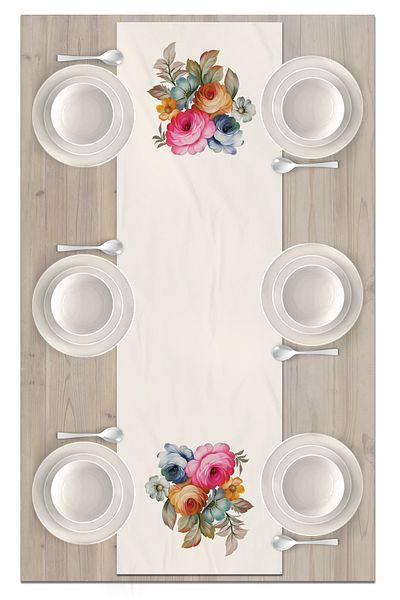 Bertille Home Flower Series 140x40 Cm Digital Printed Runner