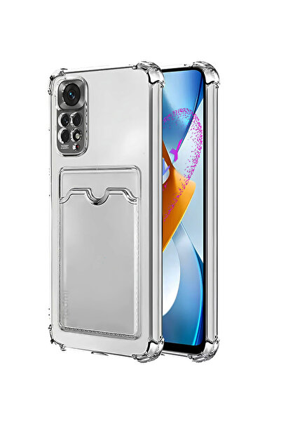 Molly Xiaomi Redmi NOTE 11 PRO İçin Beyaz Kart Cepli Şeffaf Silikon KIlıf