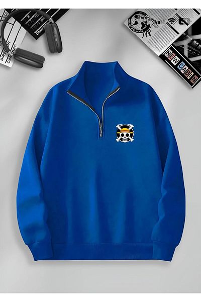 NewCabin Φούτερ Unisex Winter Saks - Μισό φερμουάρ, 2 κλωστές, Fleece, γιακάς, ONE PIECE PRINTED
