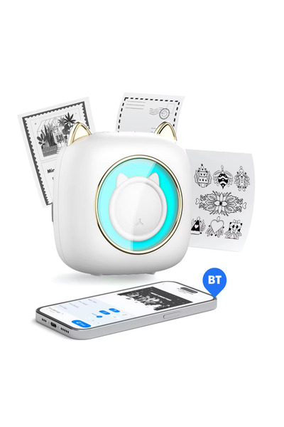 Fun Print Mini Bluetooth Yazıcı,mini Yazıcı, Funprint 1 Adet Beyaz Rulo Kağıt...