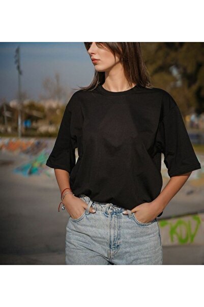 FİTGO Tricou negru supradimensionat pentru femei