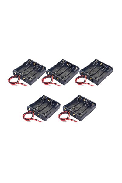 Koodmax - 5 Adet - 4'lü Aaa Küçük Kalem Pil Kutusu Yuvası Kablolu Kalem Pil T...