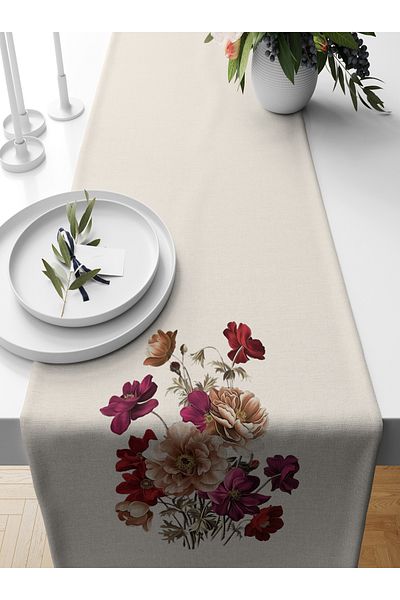 Bertille Home Flower Series 140x40 Cm Digital Printed Runner