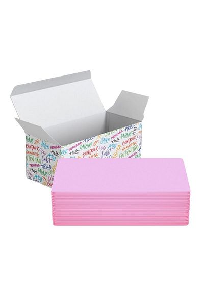 Copyder 5.5x8.5cm Pink Flash Cards - 100 Pieces Special Printed Set