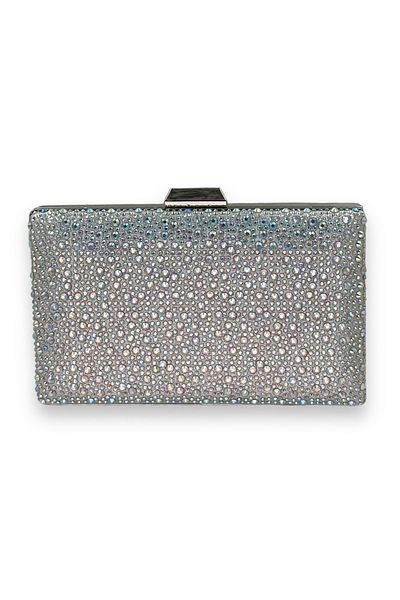 Biçanta Ασημί γκρι Janjan Crystal Stone Lame βραδινή τσάντα φορέματος - για γάμο, αρραβώνα και αποφοίτηση