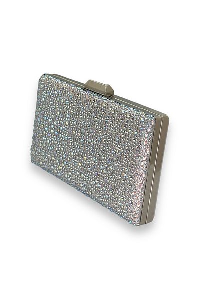 Biçanta Ασημί γκρι Janjan Crystal Stone Lame βραδινή τσάντα φορέματος - για γάμο, αρραβώνα και αποφοίτηση