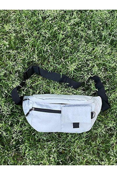 DEKAY Açık Gri 3 Bölmeli Bel Çantası Omuz Ve Bel Çantası Erkek Bel Çantası Un...