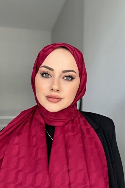 Organic Scarfs Su Yolu Pamuk Jakar Şal - Bordo