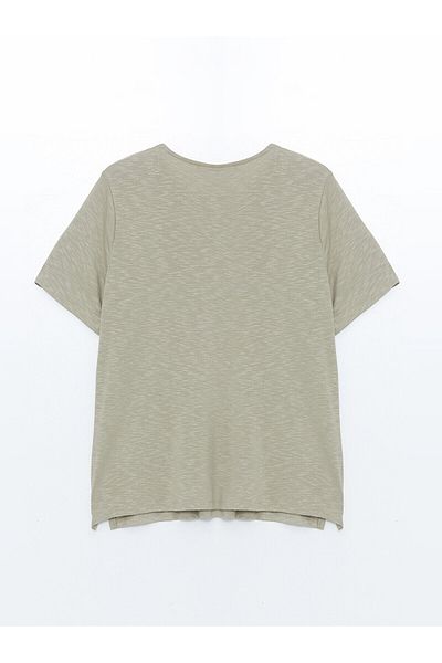 LC Waikiki Tricou LCW pentru femei - decolteu, imprimeu cu strasuri, maneca scurta