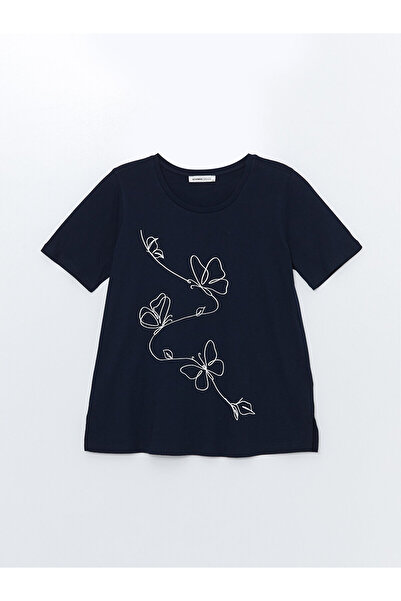 LC Waikiki LCW női póló - szűk nyakú, nyomott, rövid ujjú