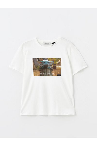 LC Waikiki T-shirt damski LCW – okrągły dekolt, z nadrukiem, z krótkim rękawem