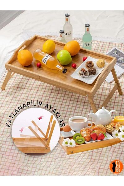 Culinary World Bamboo Bed Enjoyment Tray with Folding Legs (50cm*30cm), Porta...