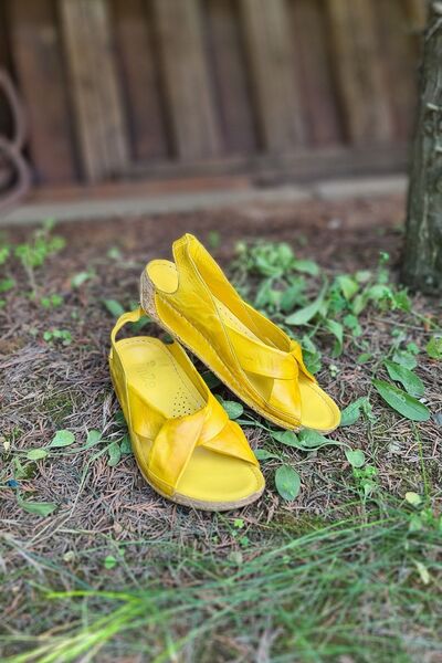 İNZE AYAKKABI Antalya - yellow Genuine Leather Sandals