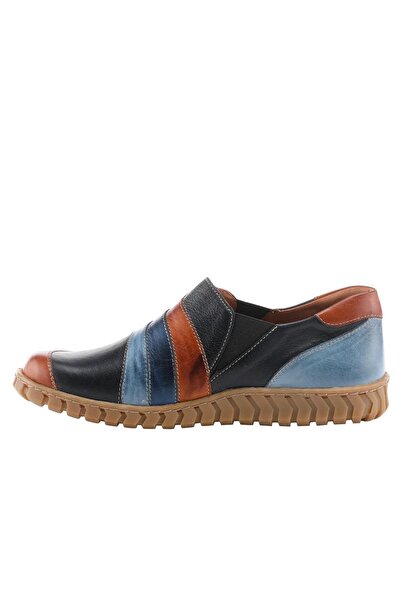 İNZE AYAKKABI Navy Blue Tan Multi Leather Casual Shoes - Model Name - Sydney