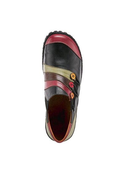 İNZE AYAKKABI Black & Red Leather Casual Shoes - Model Name - Sydney
