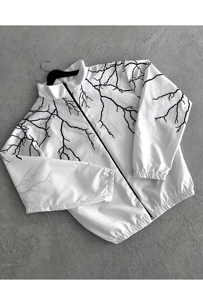 Justin Printed Oversize Parachute Unisex Raincoat Windbreaker Jacket