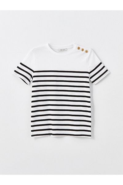 LC Waikiki LCW Women's Striped Crew Neck Short Sleeve T-Shirt