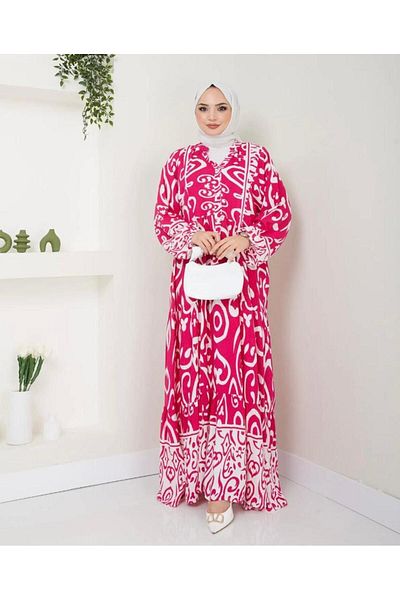 modasindoma Γυναικείο φόρεμα Hijab με σχέδιο βισκόζης