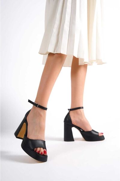 She Women's Black Platform Thick Heeled Shoes