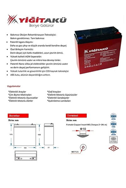 YİĞİT AKÜ 12 V 24 Ah Jel Elektrikli Bisiklet Aküsü 4 Lü Set 2025yeni Üretim 1 Yıl Garantili