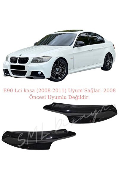 SML Dizayn Bmw E90 Lci 2008-2011 Ön Flap (PLASTİK) Parlak Siyah E90 Ön-flap-bıçak-bodykit-ek