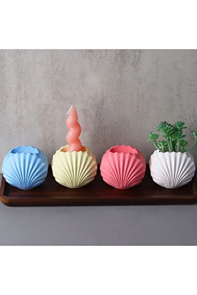 ÇAĞATÖLYE Silikon Kalıp Istiridye Deniz Kabuğu Modelli Vazo Mumluk Saksı Sili...