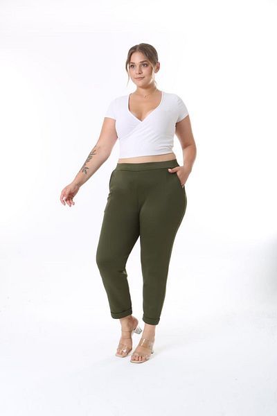 Esina Diver / Scuba Fabric Ankle Length Trousers
