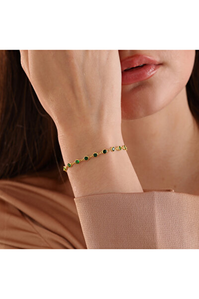 Queen Silver Jewelry 925 Ayar Gümüş, Zirkon Taşlı Renk Geçişli Bileklik