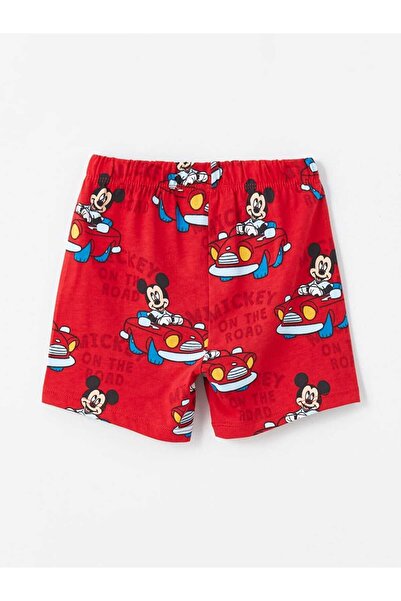 LC Waikiki LCW baby Bisiklet Yaka Kısa Kollu Mickey Mouse Baskılı Erkek Bebek Şortlu Pijama Takımı