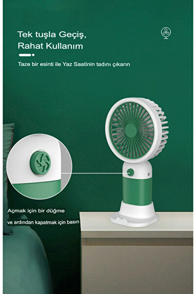 EN SİGA Meyveli Masa Standlı Model Şarjlı El Fanı Serinletici Taşınabilir Fan