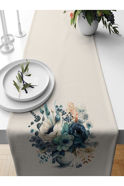 Bertille Home Flower Series 140x40 Cm Digital Printed Runner