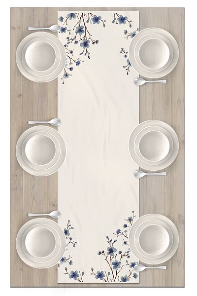 Bertille Home Flower Series 140x40 Cm Digital Printed Runner